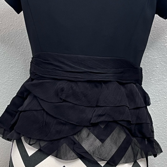 Moschino 100% Silk Cocktail Ruffle Short-Sleeve Snap Button Front Blouse - Picture 7 of 14